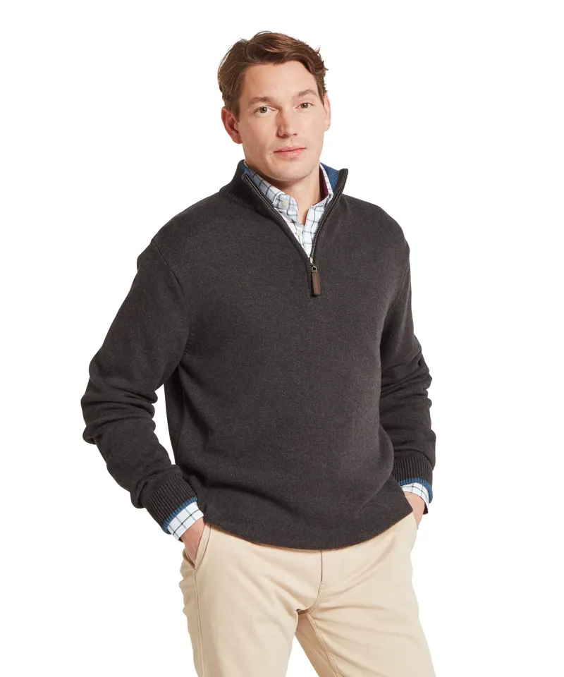 Schoffel Country Castlebay Quarter Zip Jumper in Charcoal-1