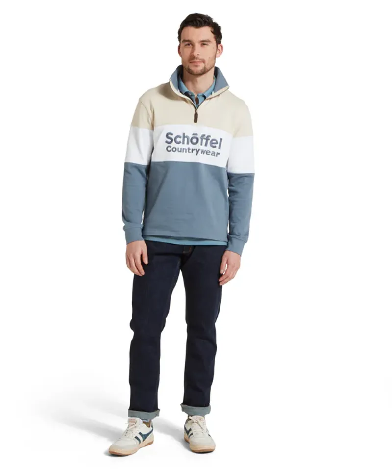 Schoffel Exeter Heritage Quarter Zip Jumper Stone-1