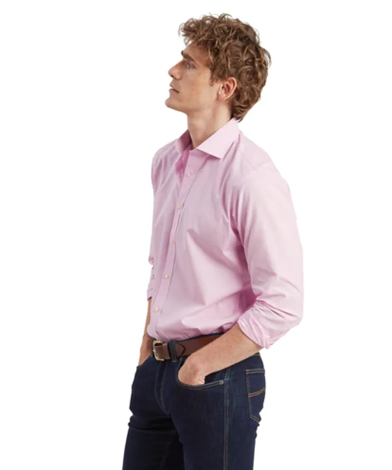Schoffel Greenwich Tailored Shirt Light Pink Micro Check-2