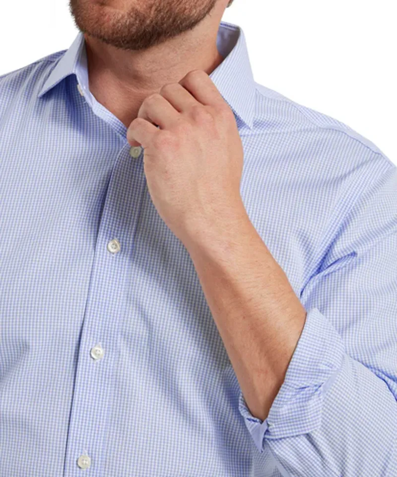 Schoffel Greenwich Tailored Shirt Light Blue Micro Check-5