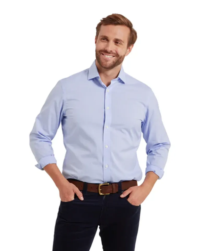 Schoffel Greenwich Tailored Shirt Light Blue Micro Check-6