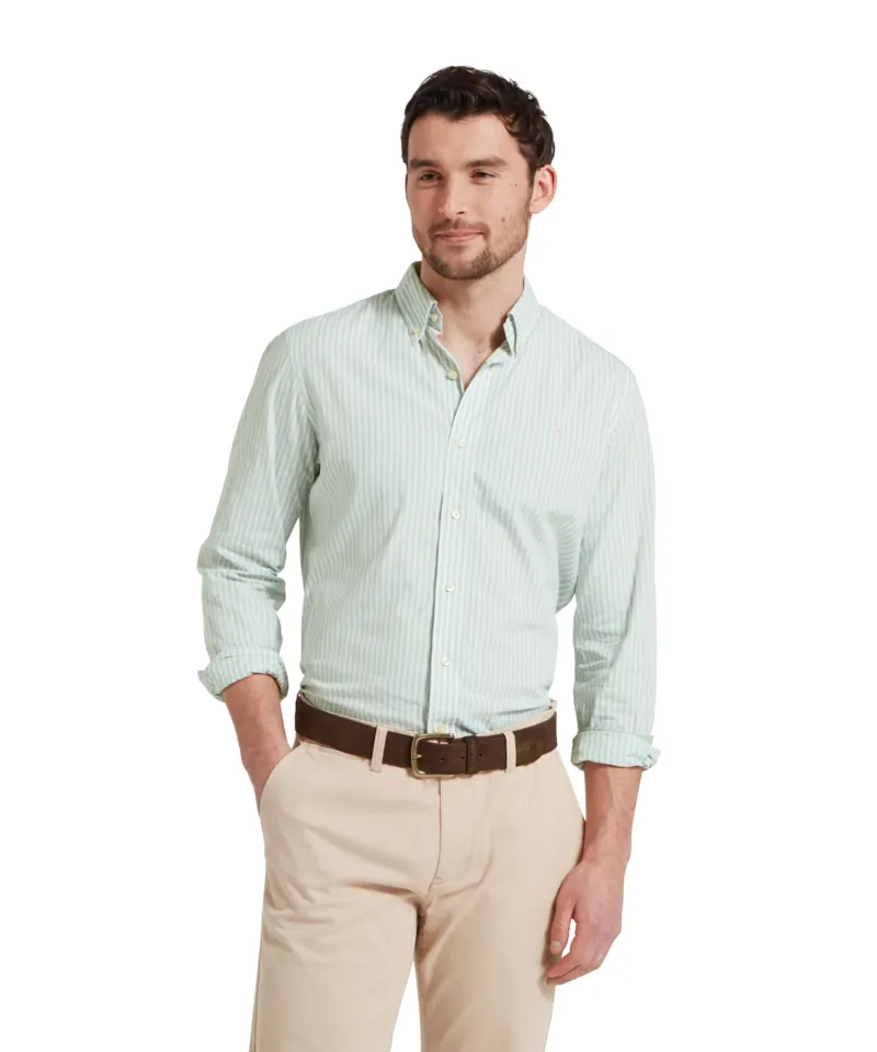 Schoffel Holme Striped Shirt Aqua Sage-1