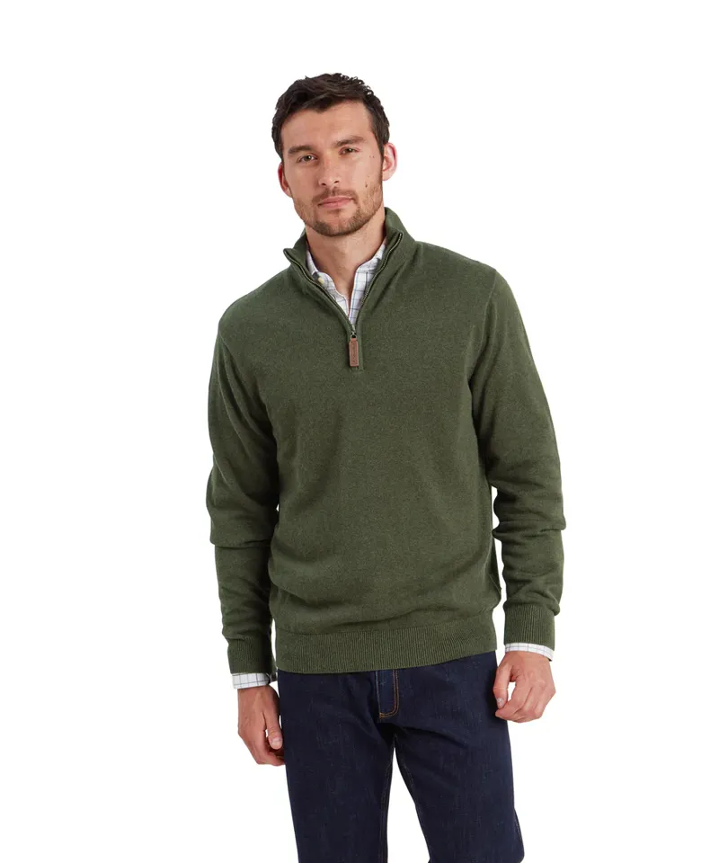 Schoffel Lewis Lambswool Quarter Zip Jumper Woodland-1