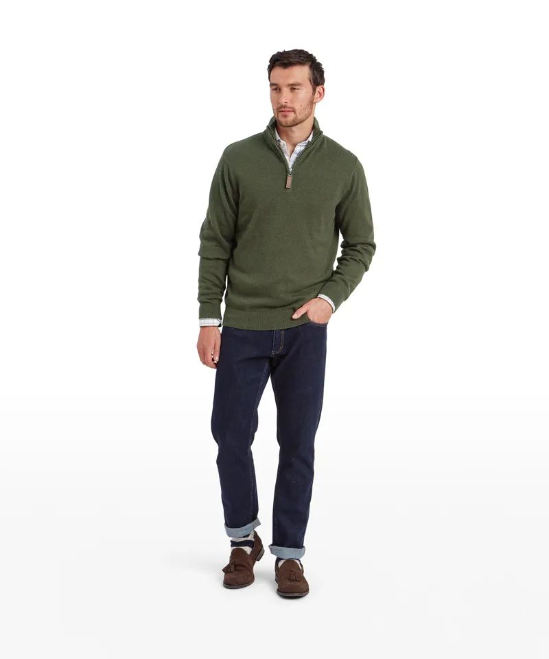 Schoffel Lewis Lambswool Quarter Zip Jumper Woodland-2