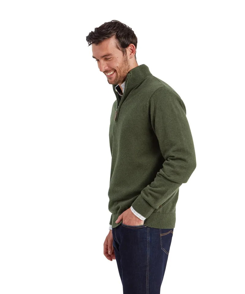 Schoffel Lewis Lambswool Quarter Zip Jumper Woodland-3
