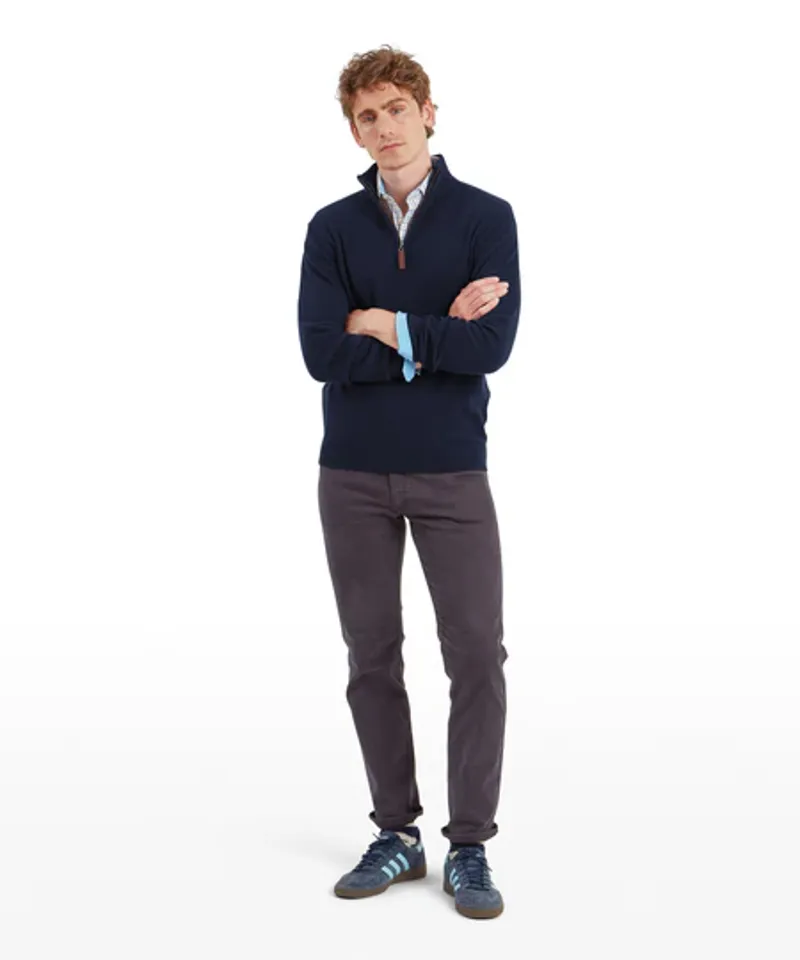 Schoffel Lewis Lambswool Quarter Zip Jumper Navy-2