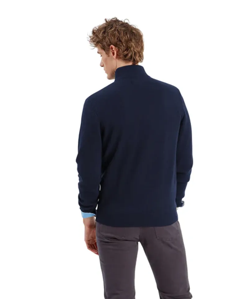 Schoffel Lewis Lambswool Quarter Zip Jumper Navy-3