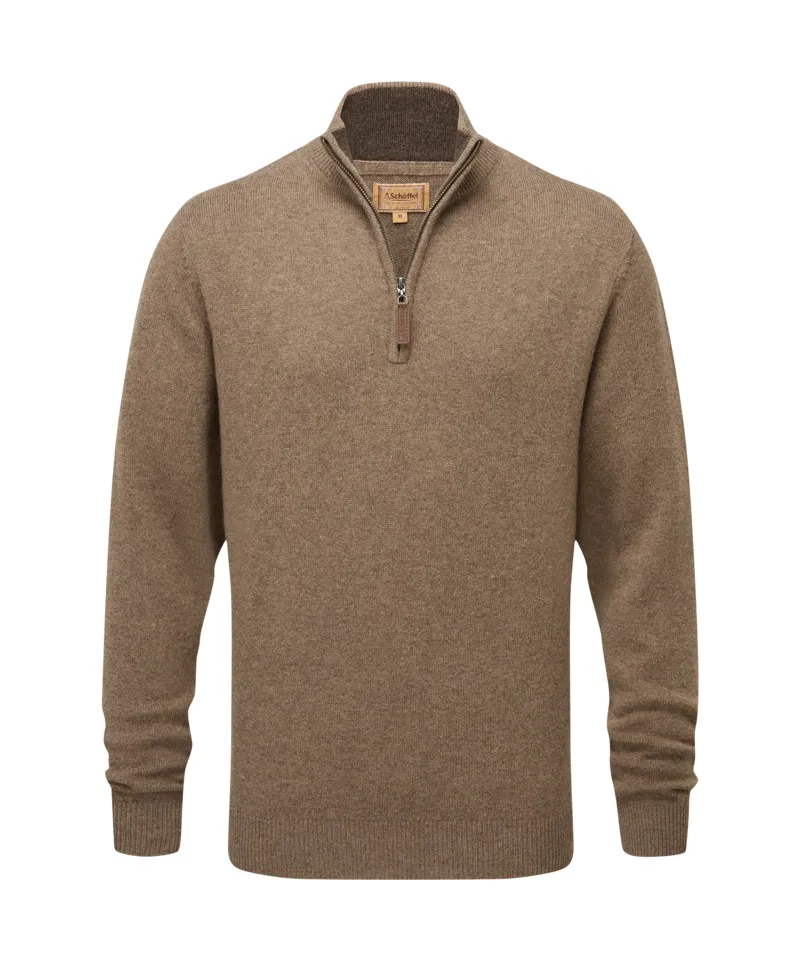 Schoffel Lewis Lambswool 1/4 Zip Jumper Mushroom