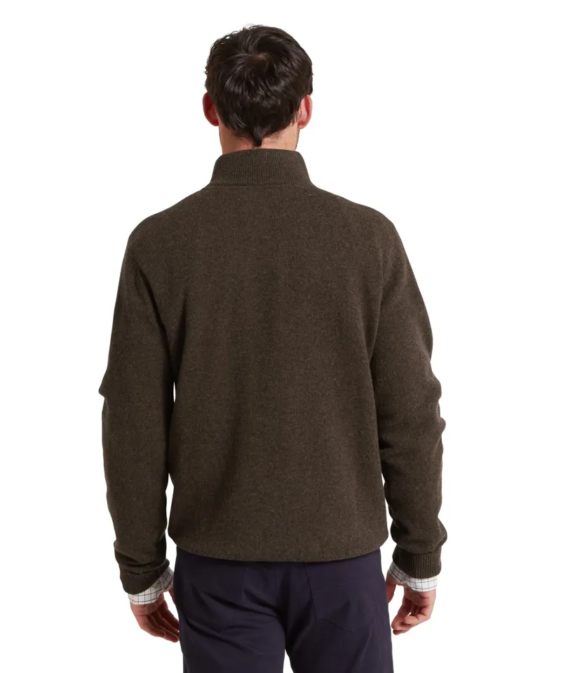 Schoffel Lewis Lambswool Quarter Zip Jumper Chocolate-2