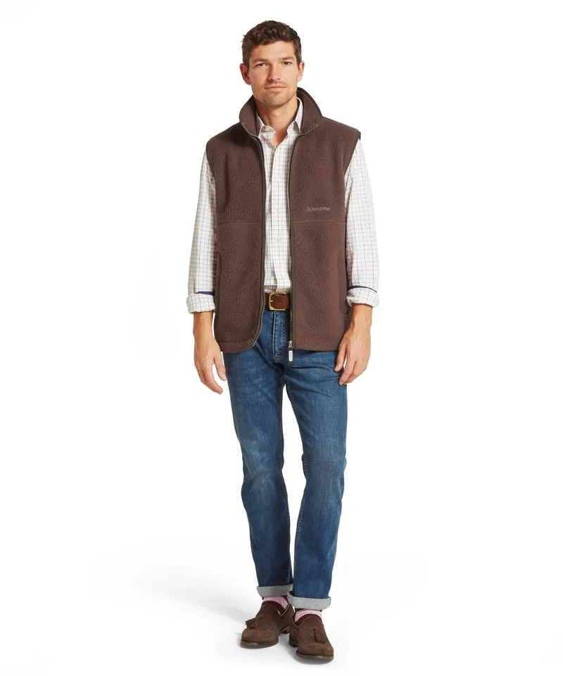 Schoffel Country Oakham Retro Fleece Gilet in Mahogany-2