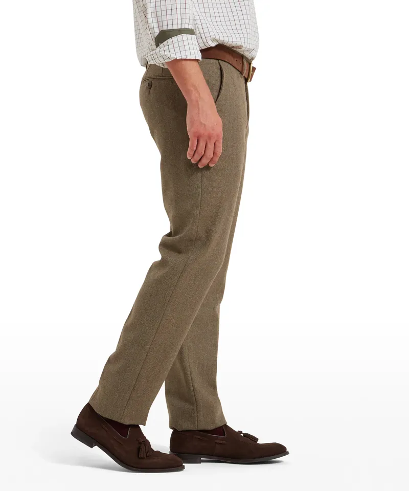 Schoffel Ross Tweed Trousers Loden Green Herringbone-1