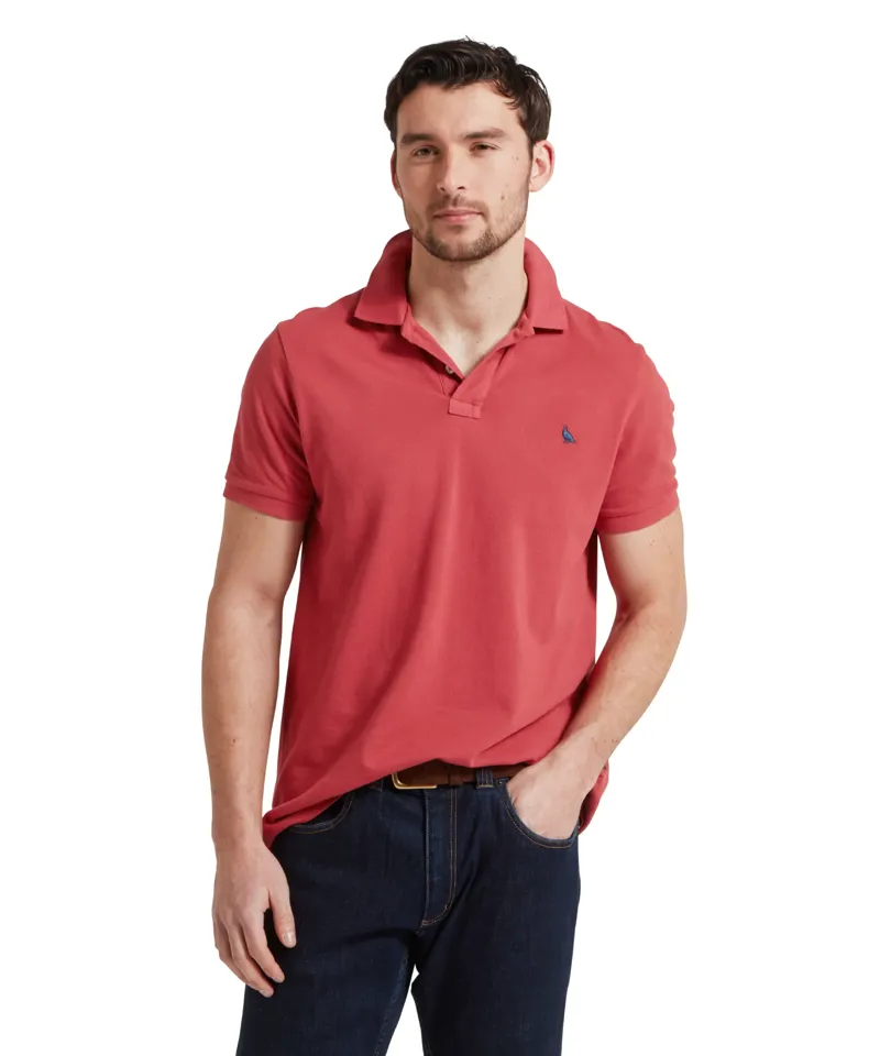 Schoffel St Ives Garment Dyed Polo Shirt Slate Red-5