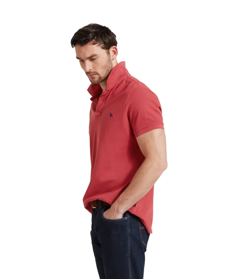 Schoffel St Ives Garment Dyed Polo Shirt Slate Red-3