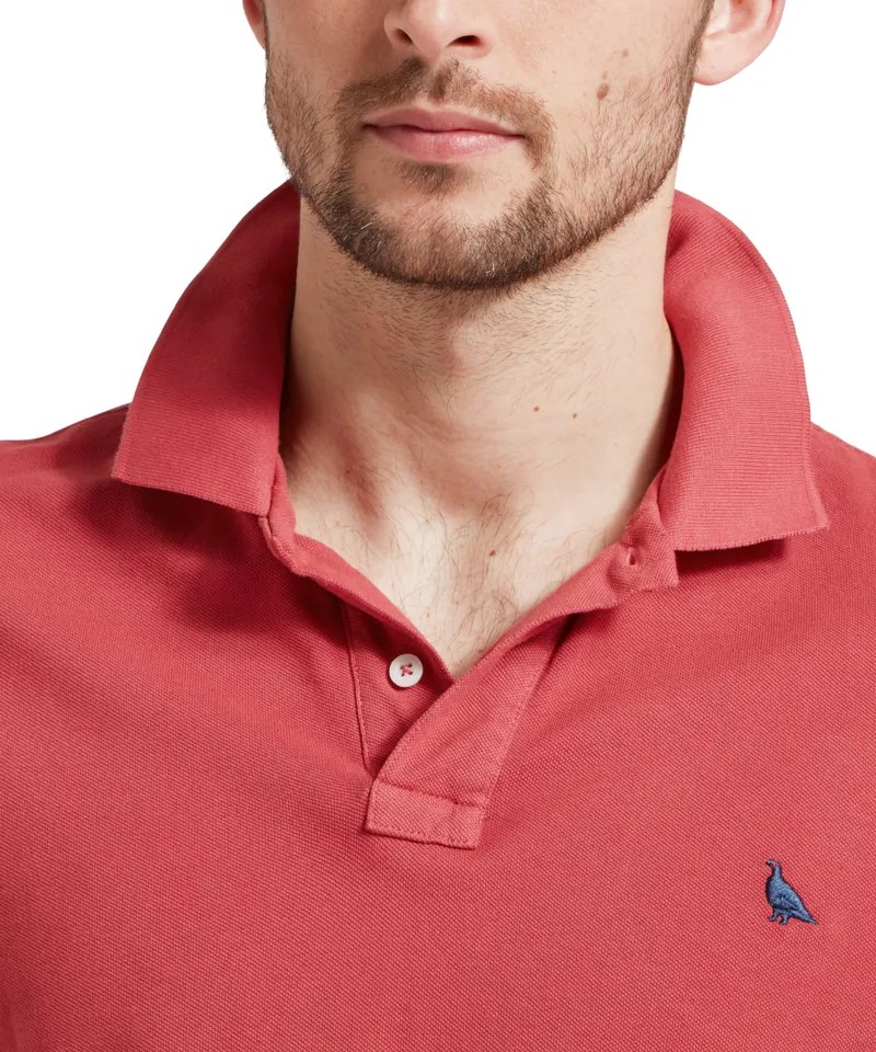 Schoffel St Ives Garment Dyed Polo Shirt Slate Red-1