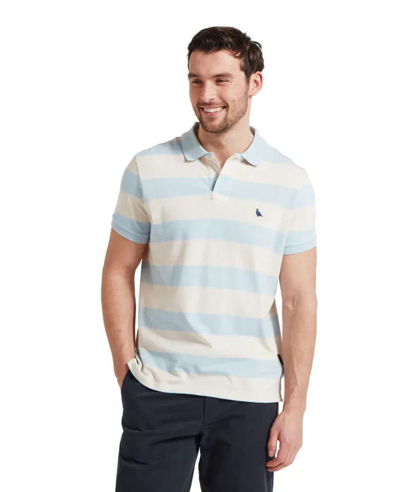 Schoffel St Ives Heritage Polo Shirt Pale Blue Stripe-4