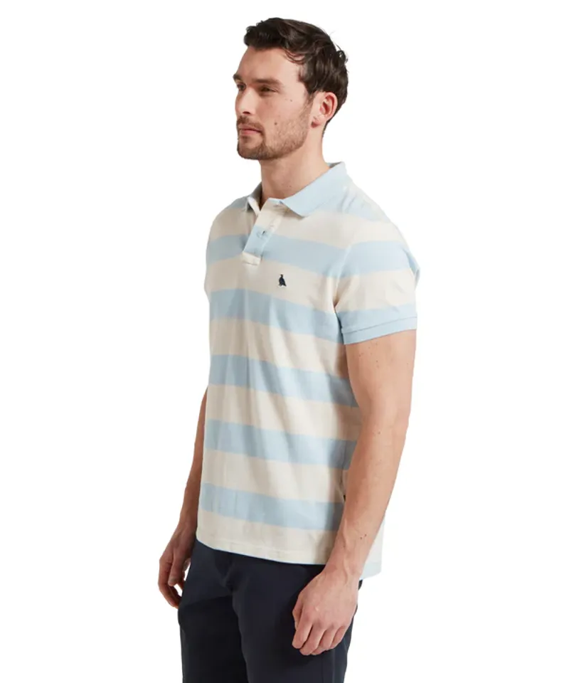 Schoffel St Ives Heritage Polo Shirt Pale Blue Stripe-1