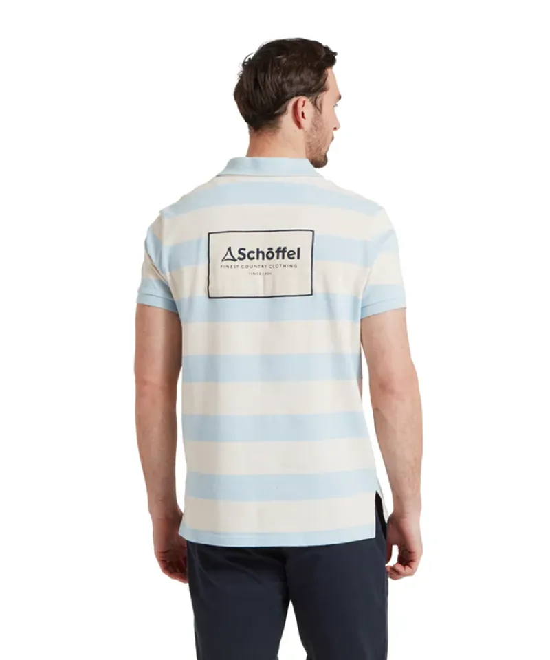 Schoffel St Ives Heritage Polo Shirt Pale Blue Stripe-2