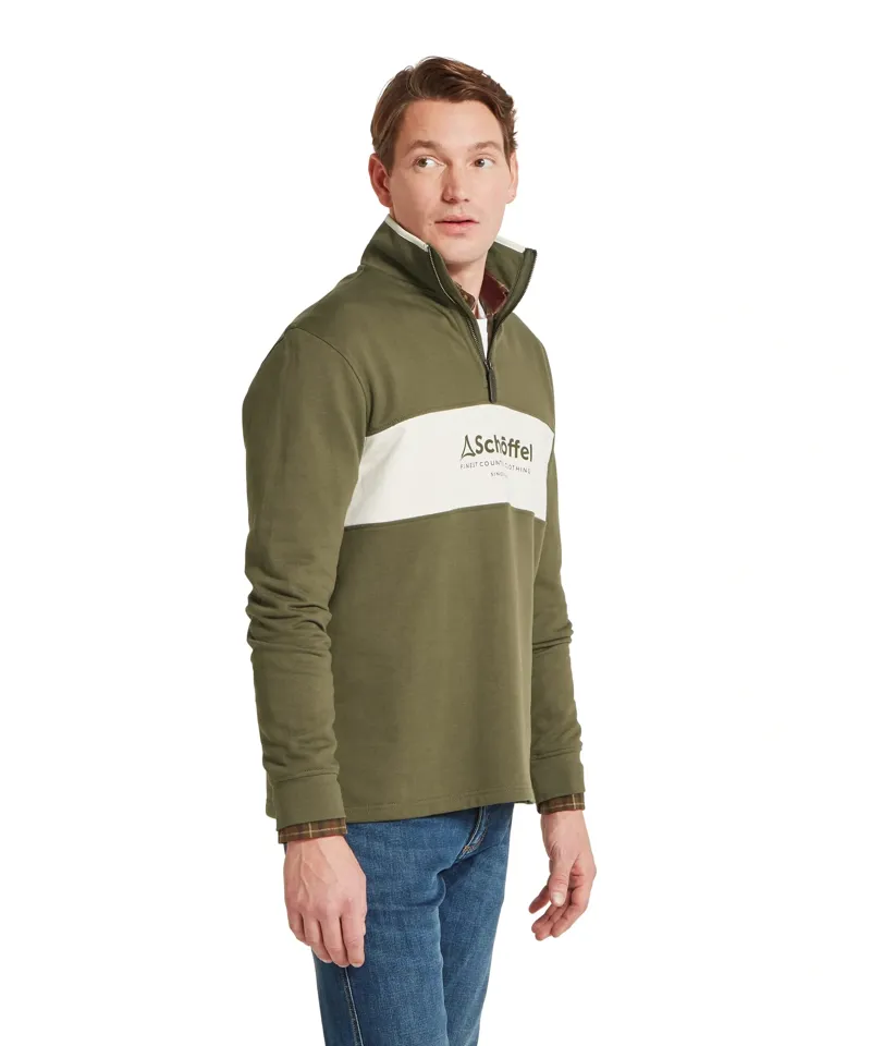 Schoffel Country Trencrom 1/4 Zip in Dark Khaki Green-3