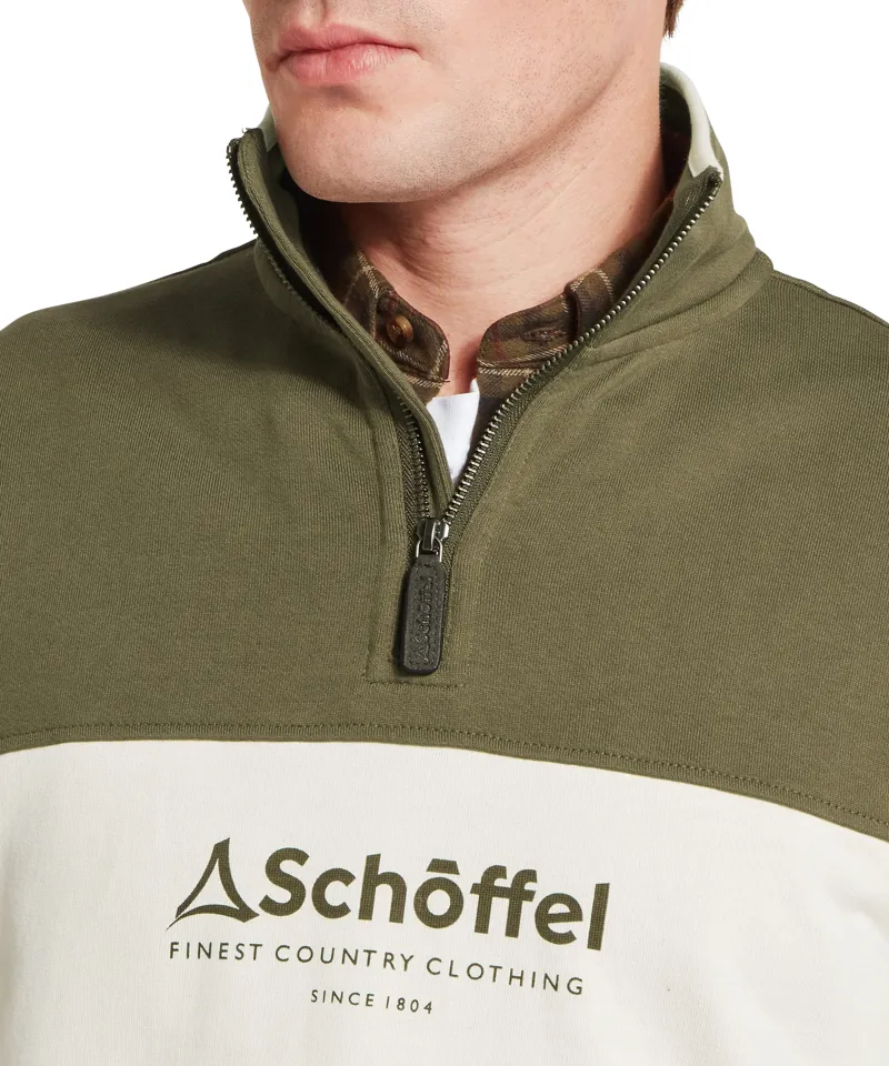 Schoffel Country Trencrom 1/4 Zip in Dark Khaki Green-5