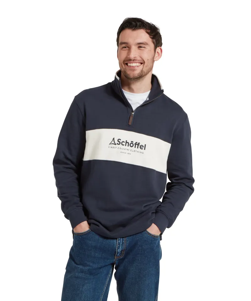 Schoffel Trencrom Quarter Zip Jumper Navy Stone-4