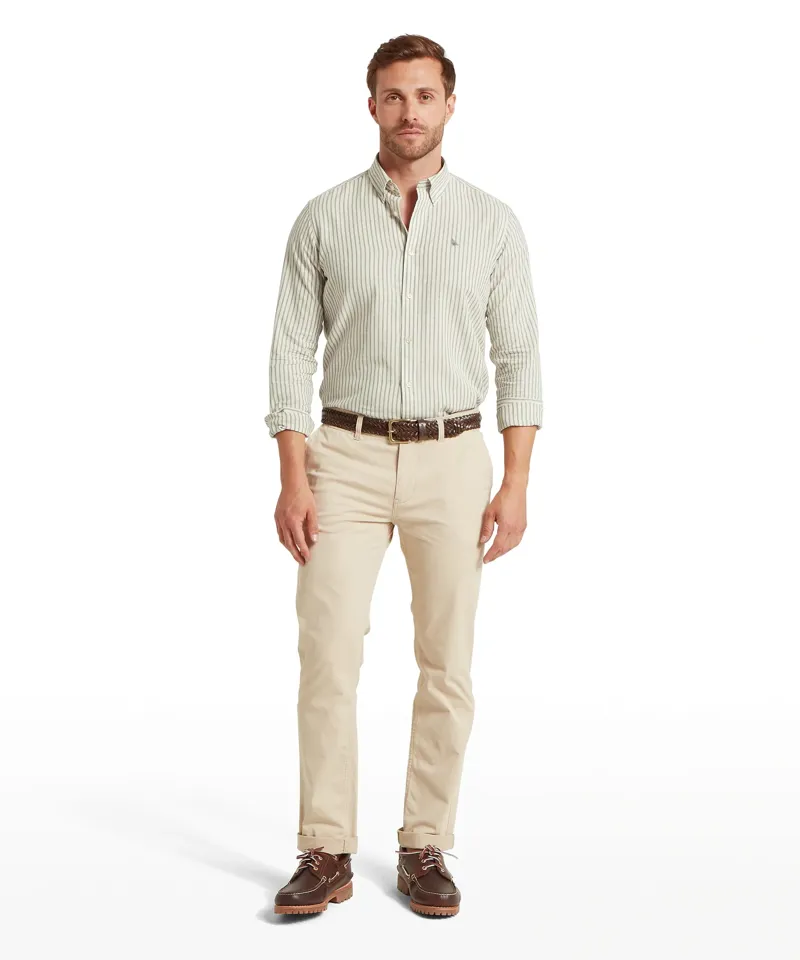 Schoffel Country Walsingham Linen Shirt in Agave Green Stripe-1