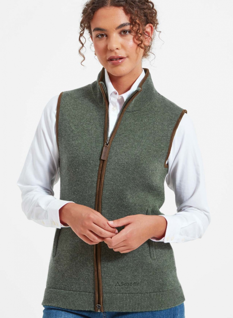 Schoffel Ladies Orkney Merino Gilet Cedar Green-2