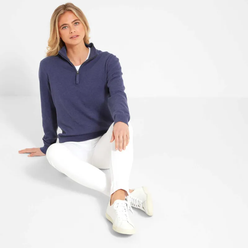 Schoffel Polperro Pima Quarter Zip Jumper French Navy-4