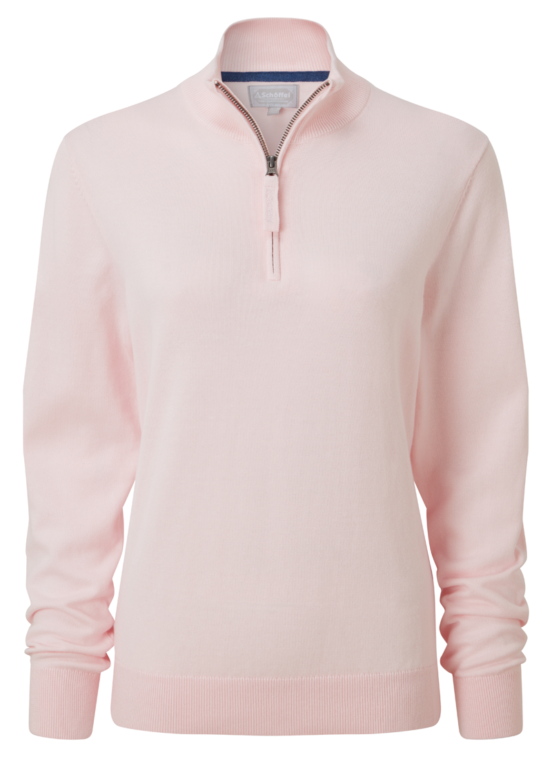Schoffel Country Polperro Pima Quarter Zip Jumper in Blush