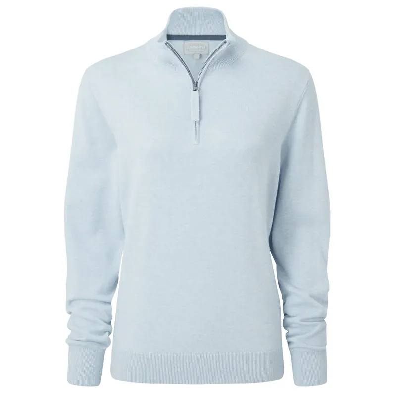 Schoffel Polperro Pima Cotton Quarter Zip Jumper Blue Water