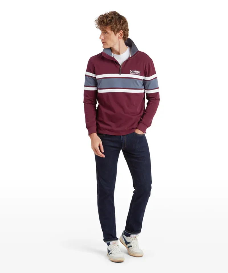 Schoffel Exmouth Heritage Quarter Zip Jumper Wine-1