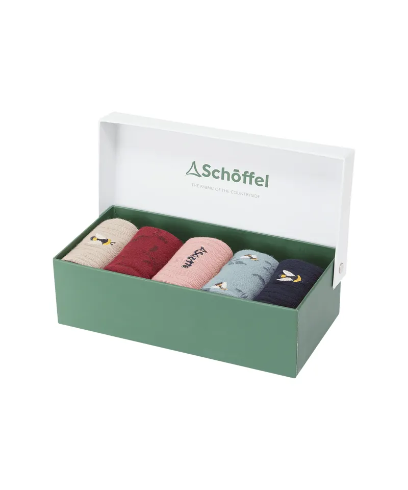 Schoffel Country Bamboo Women's Sock Box of 5 4-7 in Bee Mix-1