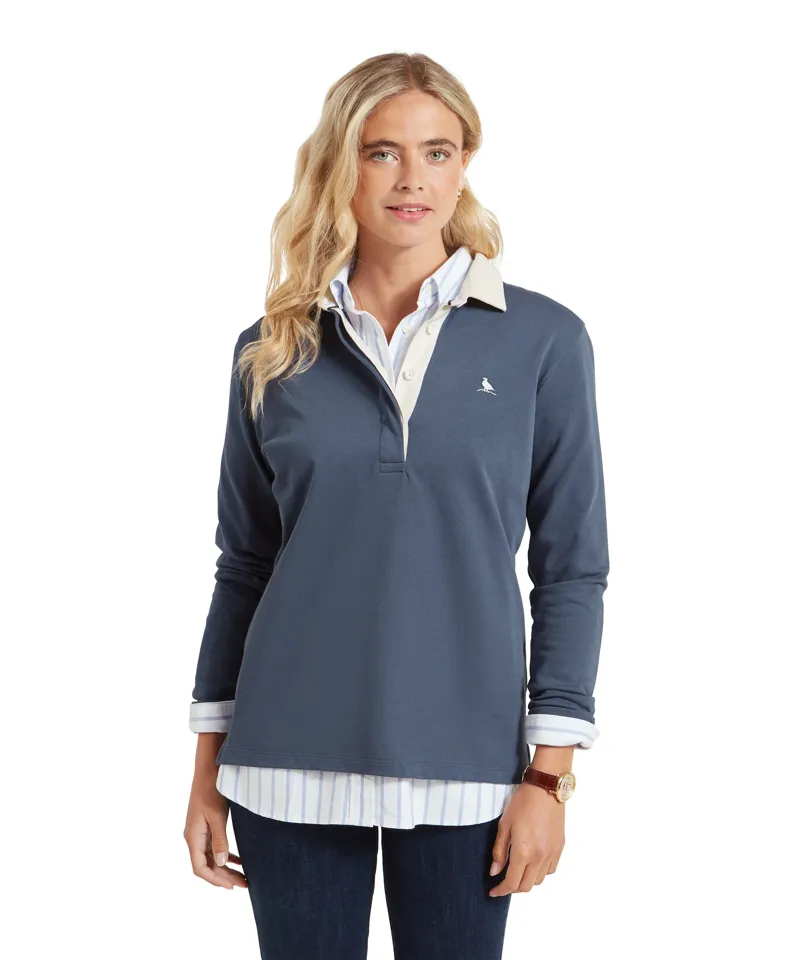 Schoffel Chapel Porth Rugby Shirt Vintage Navy-1