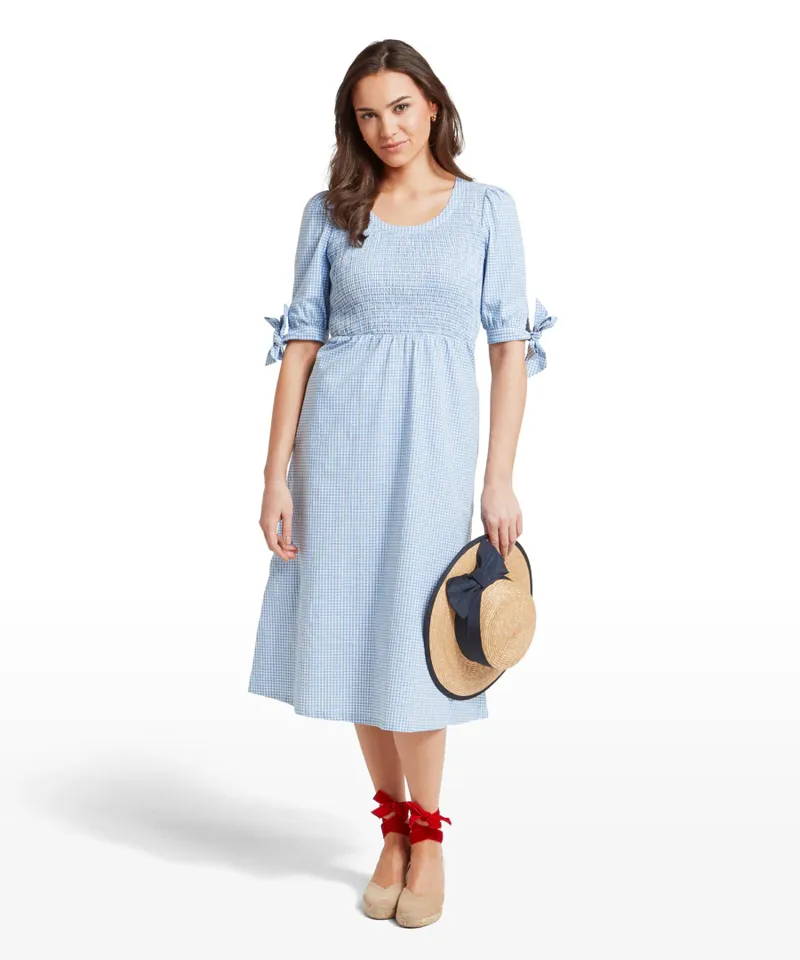 Schoffel Flora Gingham Dress Denim Blue-3