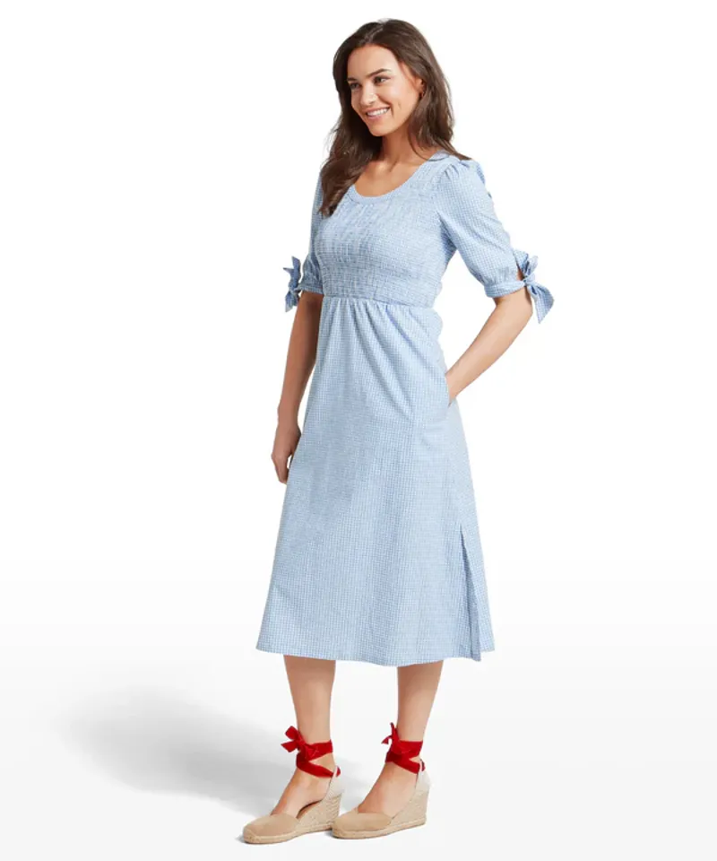 Schoffel Flora Gingham Dress Denim Blue-2