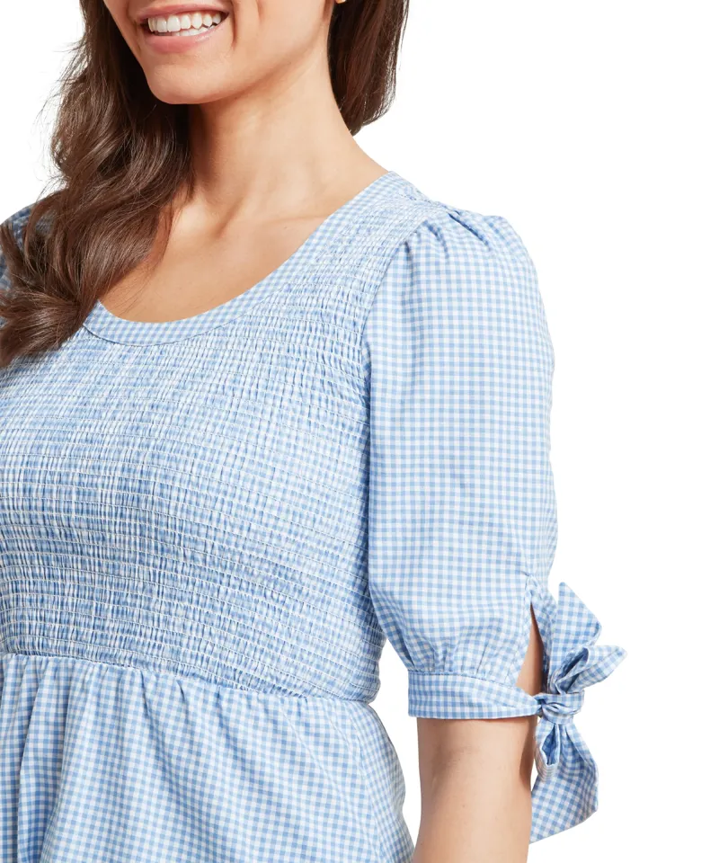 Schoffel Flora Gingham Dress Denim Blue-1