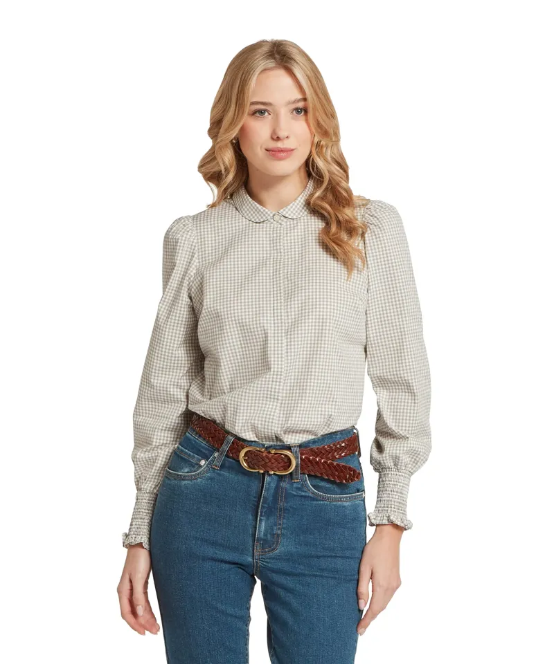Schoffel Country Flora Gingham Shirt in Sage Green-1
