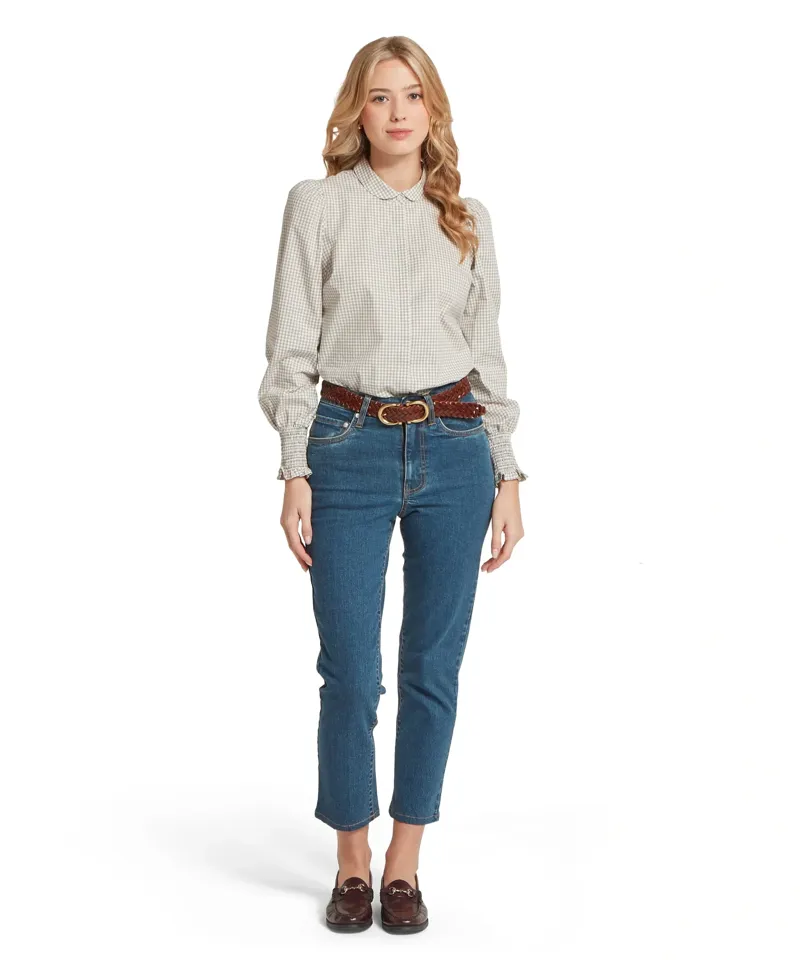 Schoffel Country Flora Gingham Shirt in Sage Green-4