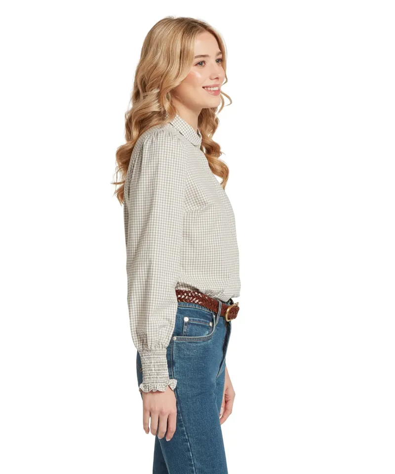 Schoffel Country Flora Gingham Shirt in Sage Green-2