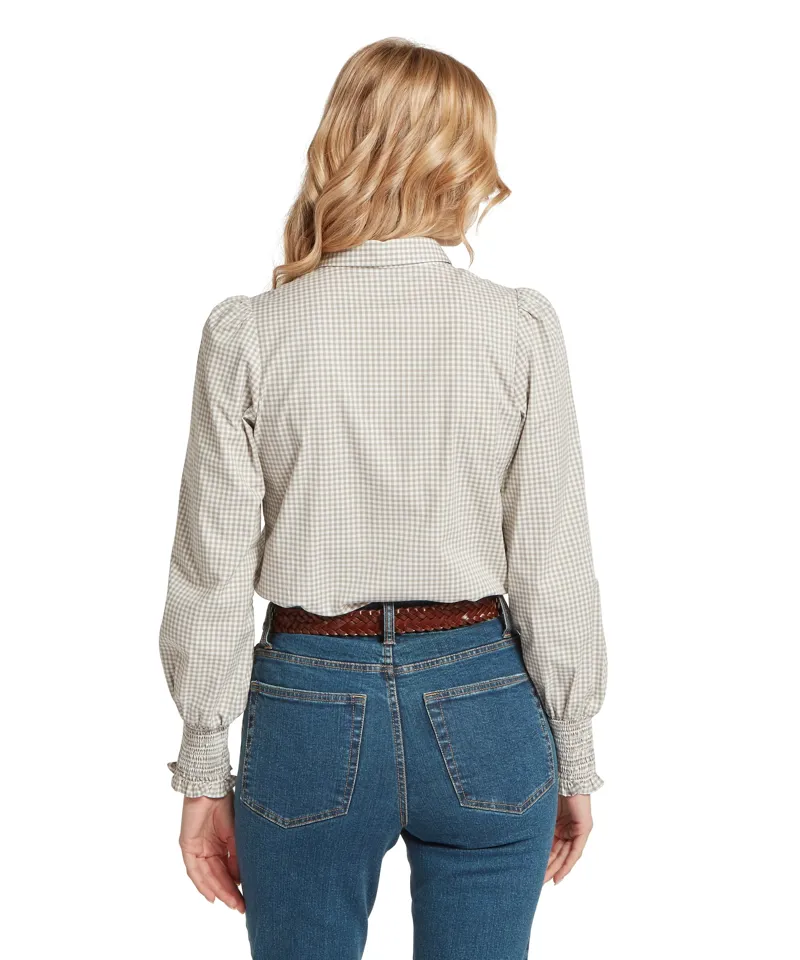 Schoffel Country Flora Gingham Shirt in Sage Green-3