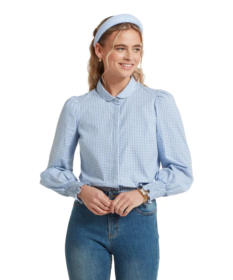 Schoffel Flora Gingham Shirt Denim Blue-1