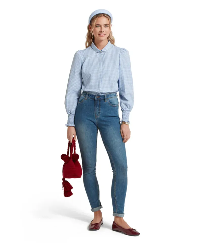 Schoffel Flora Gingham Shirt Denim Blue-2