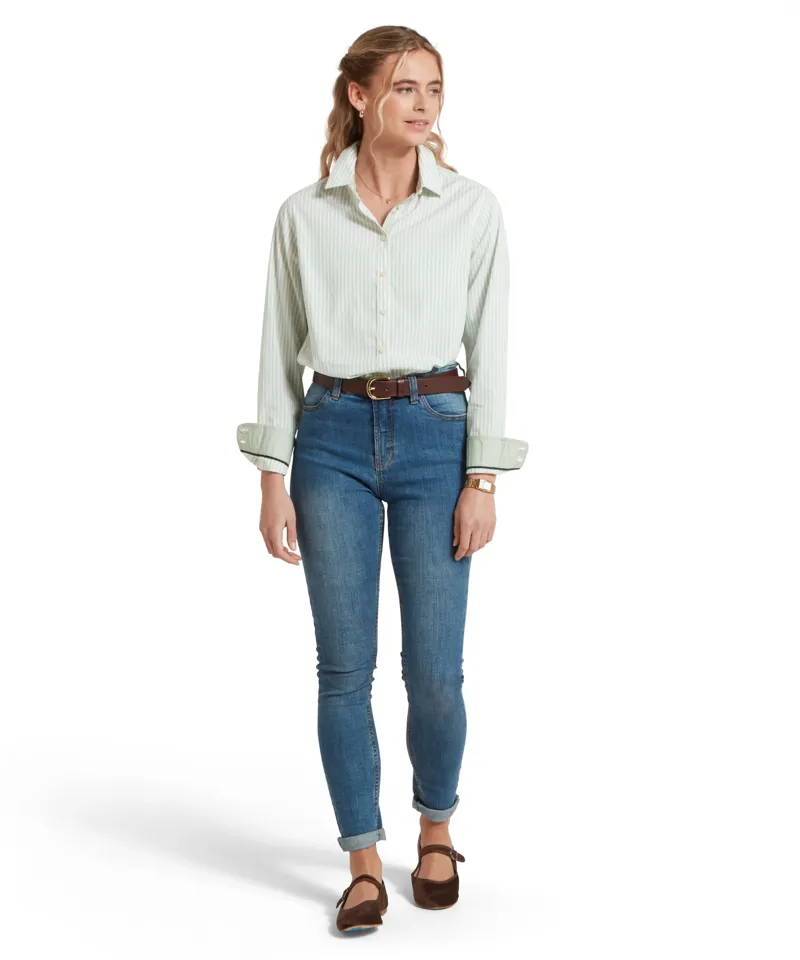 Schoffel Holme Ladies Striped Shirt Aqua Sage-1