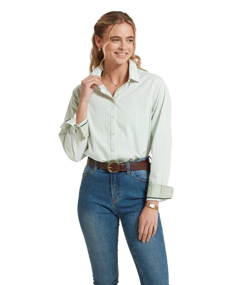 Schoffel Holme Ladies Striped Shirt Aqua Sage-2
