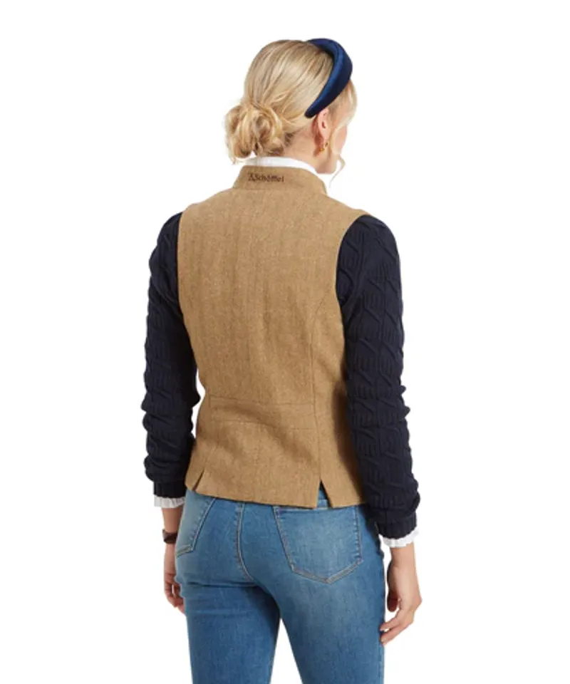 Schoffel Millport Tweed Nehru Waistcoat Oak Herringbone-5