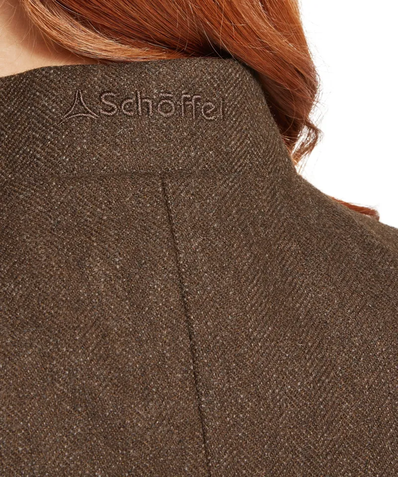 Schoffel Country Millport Tweed Nehru Waistcoat in Chocolate Herringbone Tweed-3