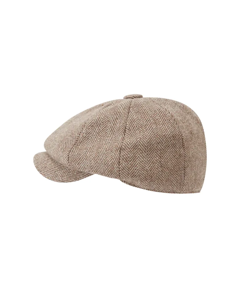 Schoffel Newsboy Cap Cobblestone Herringbone Tweed