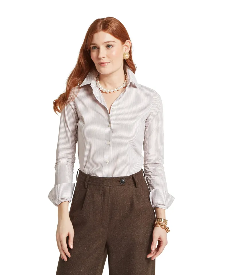Schoffel Country Norfolk Shirt in Stone Stripe-1