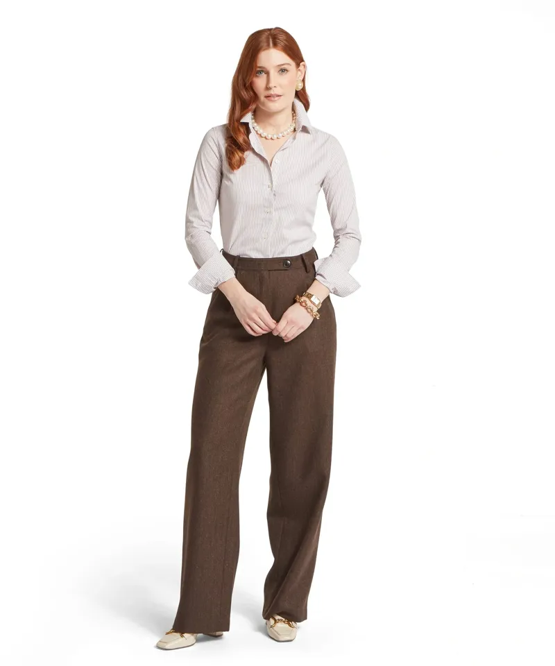 Schoffel Country Norfolk Shirt in Stone Stripe-4