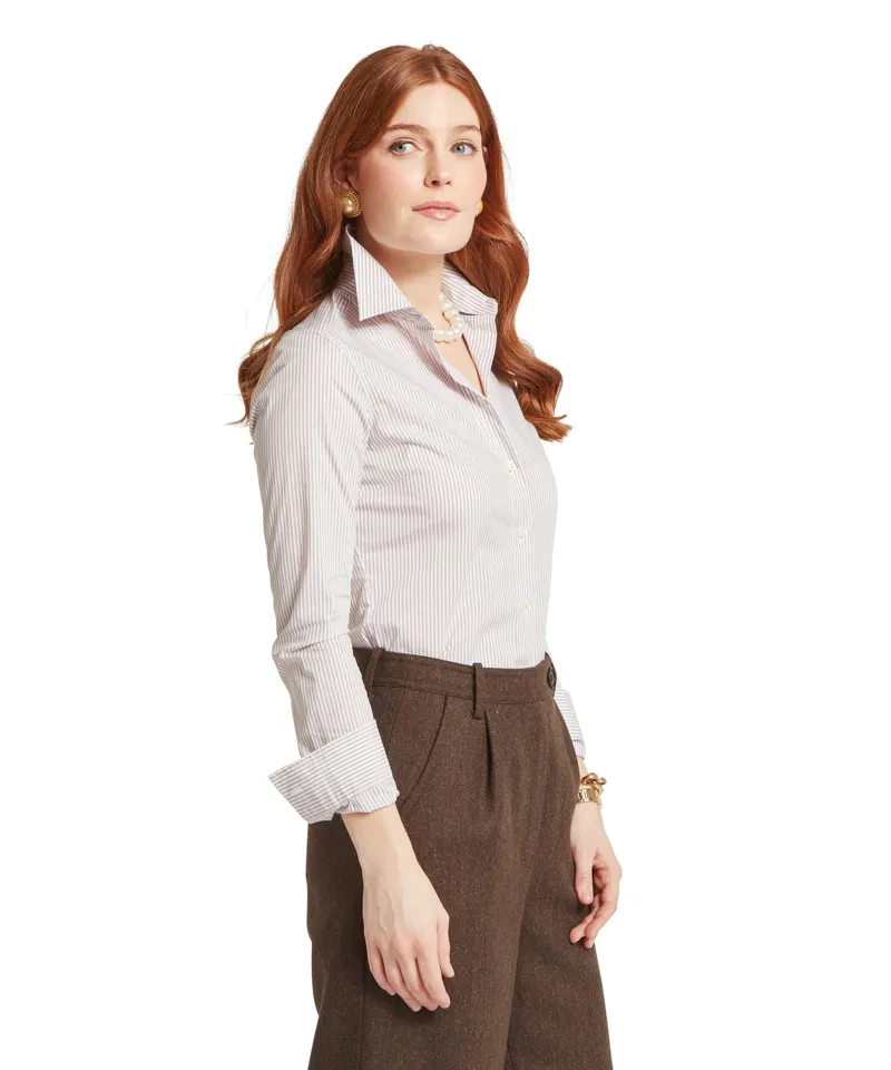 Schoffel Country Norfolk Shirt in Stone Stripe-2