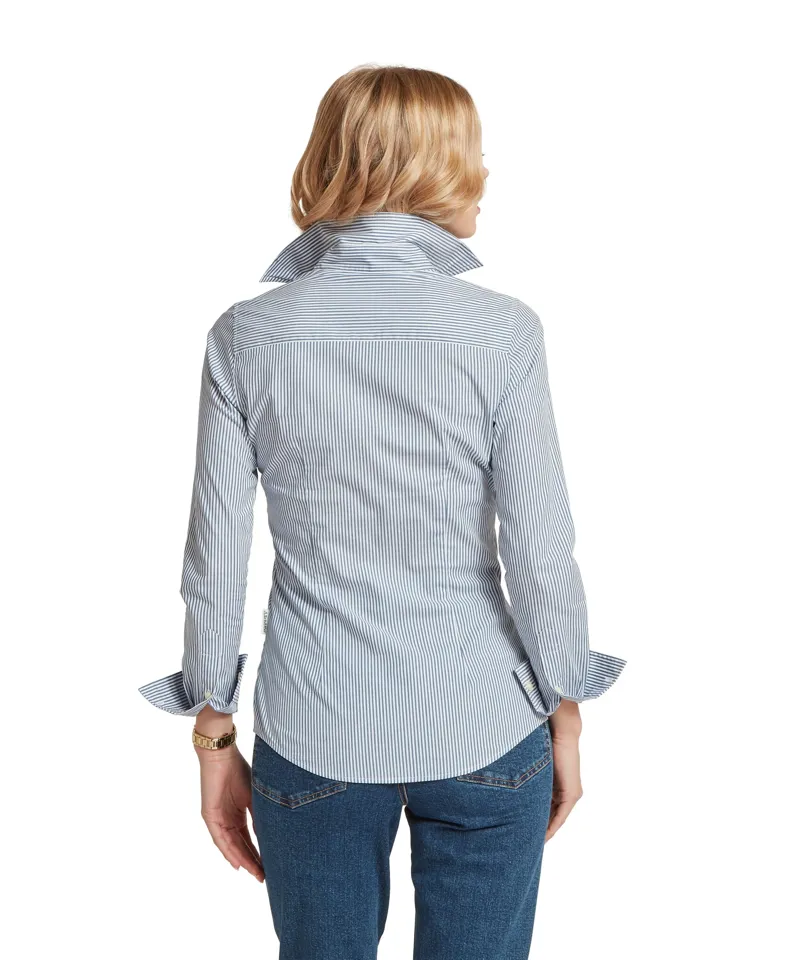 Schoffel Country Norfolk Shirt in Force Blue Stripe-4